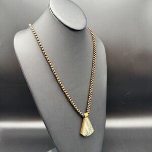 ✨💚 Stephen Dweck 1994 Signed Necklace | 32" Bronze Chain w/ 2.75" Labradorite